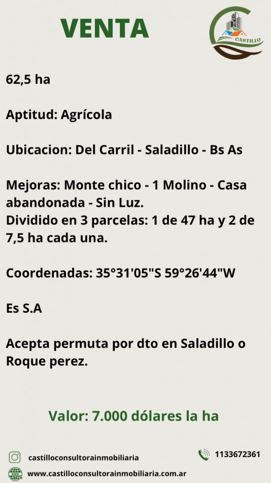 62,5 ha Agricolas - Saladillo
