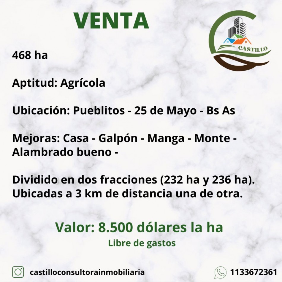 468 ha Agricolas- 25 de Mayo