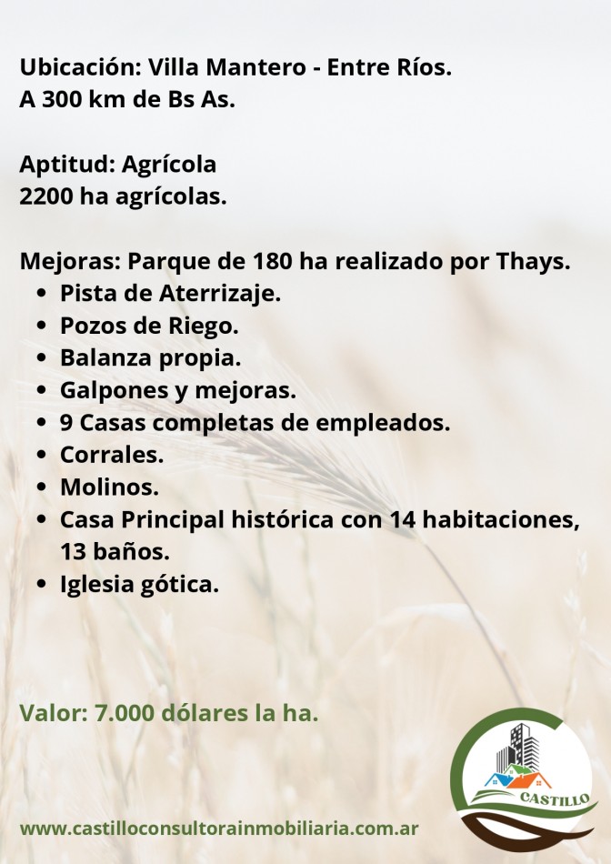 2500 ha agricolas - entre rios