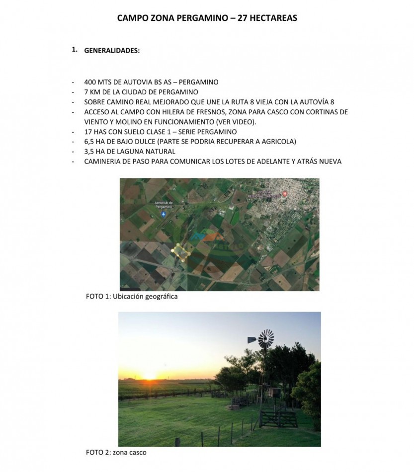 27 ha agricolas - pergamino