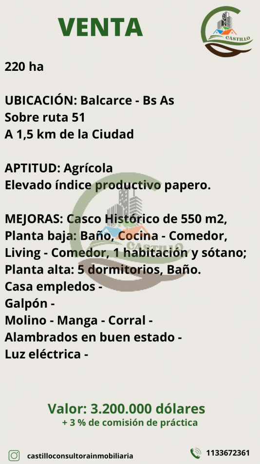 220 ha Agricolas - Balcarce  