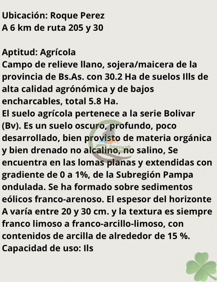 36 ha agricolas - roque perez 