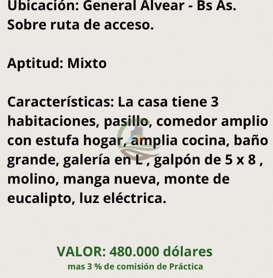 36 ha mixtas . general alvear