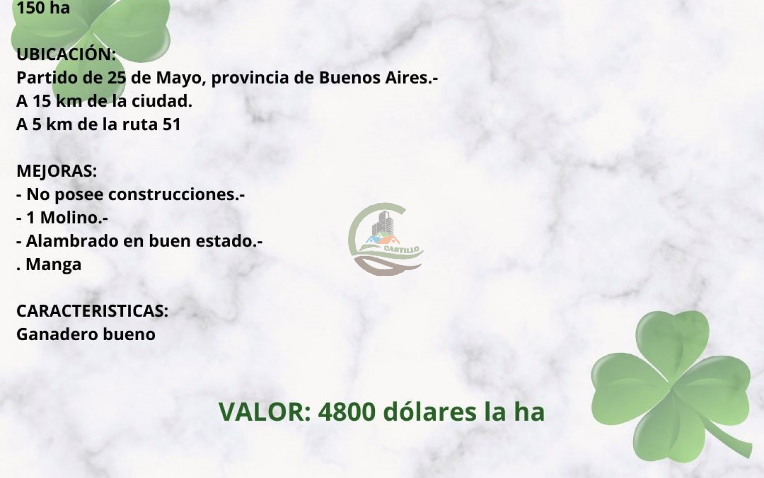 150 ha Ganaderas - 25 de Mayo