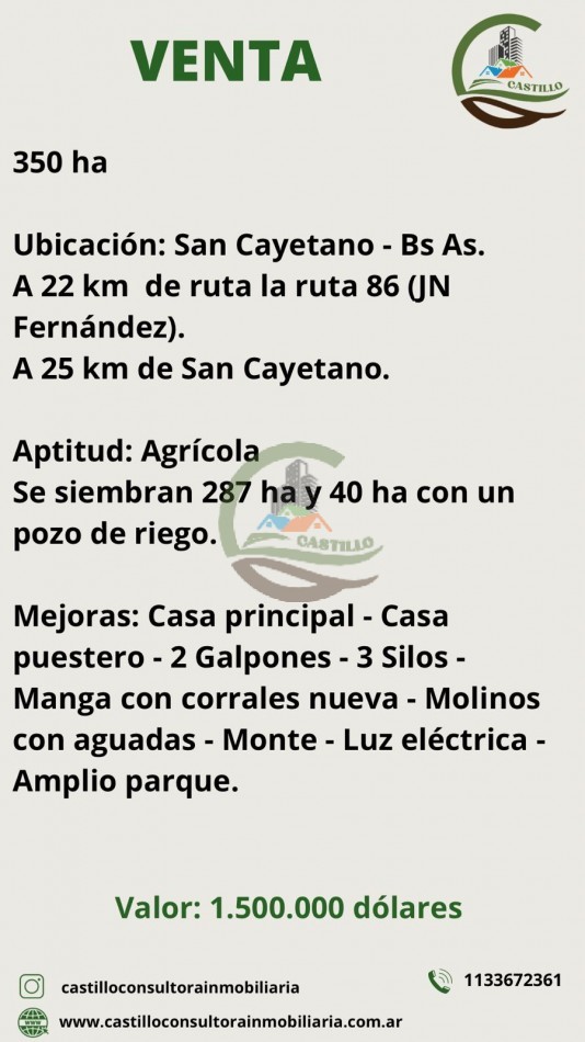 350 ha Agricolas - San Cayetano