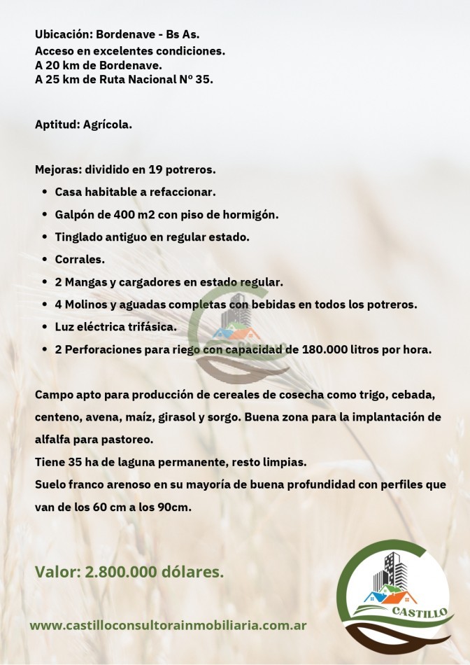 930 ha agricolas - bordenave