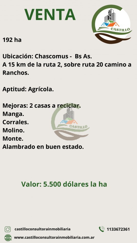 192 ha agricolas - chascomus