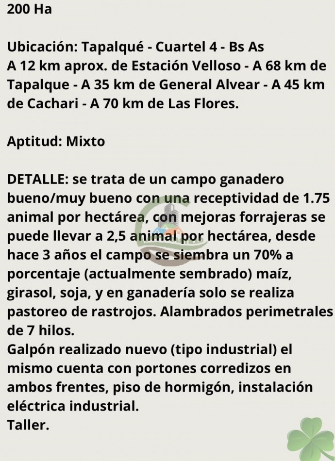 200 ha MIxtas . Tapalque 