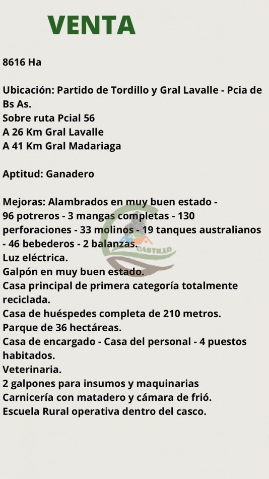 8616 ha Ganadero - Gral Lavalle