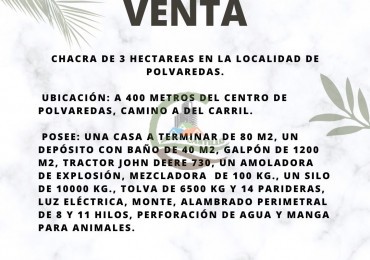 3 ha agricolas - polvaredas