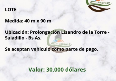 Lote 40 x 90 - Saladillo
